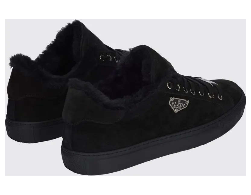 Philipp plein Suede Low-Top Sneakers with Shearling Lining Black (LADSMSC4069PLE009N02) (2)