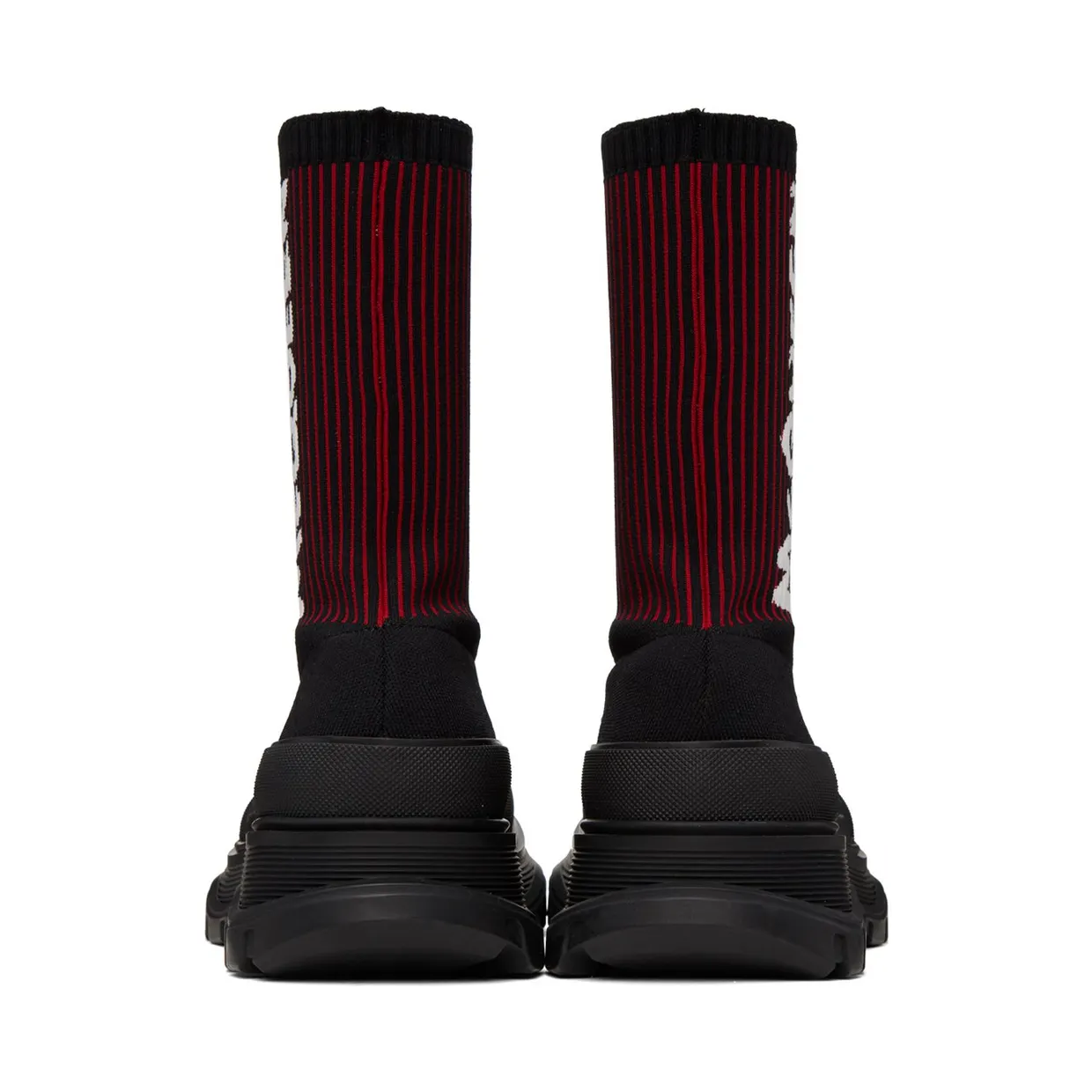 Alexander McQueen Black & Red Graffiti Tread Slick High-Top 1550 BLK/WEL.RED/WHI (705671W4UD1) (2)
