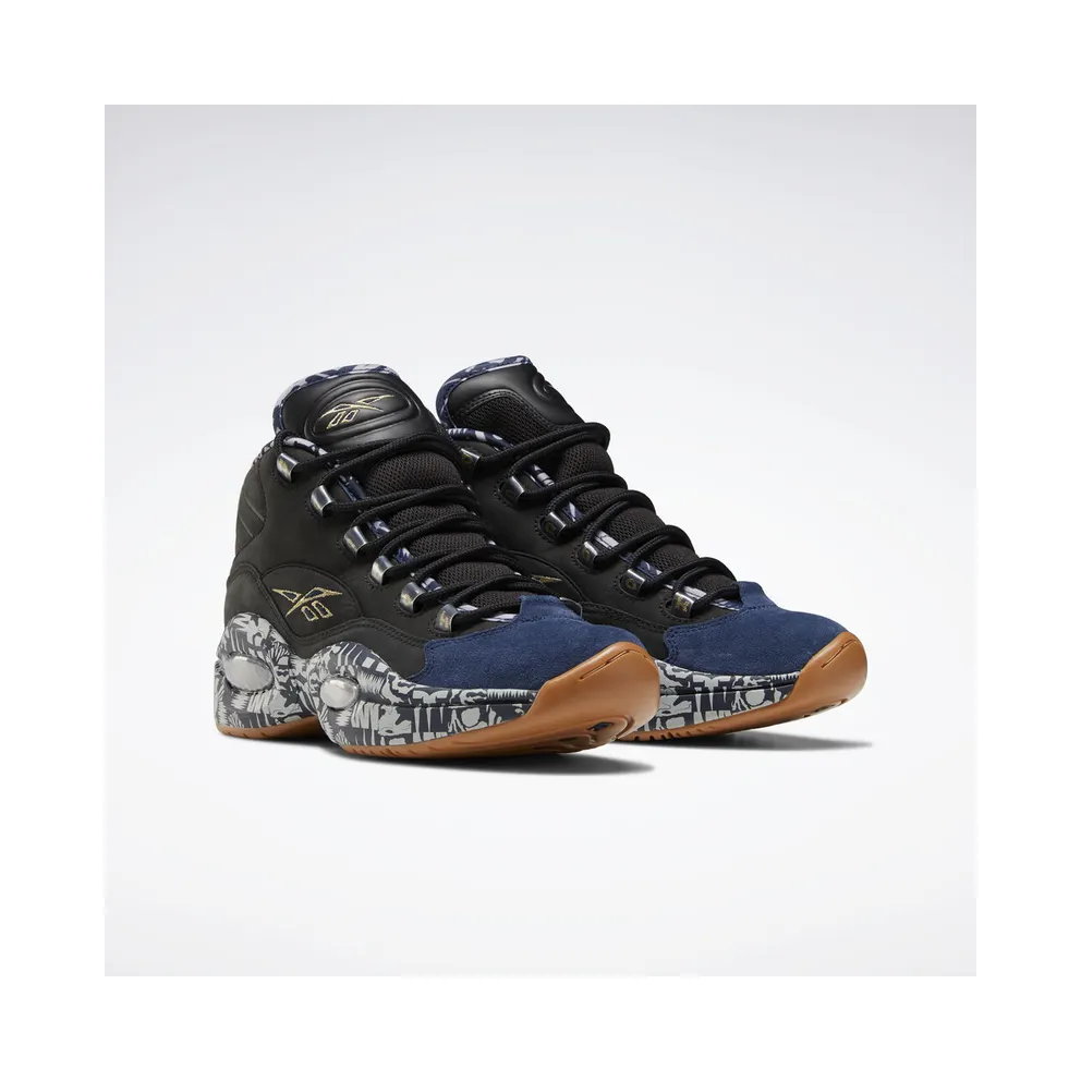 Reebok Question Mid Iverson Classic Black/Collegiate Navy-Solid Grey (Other Brands Reebok)