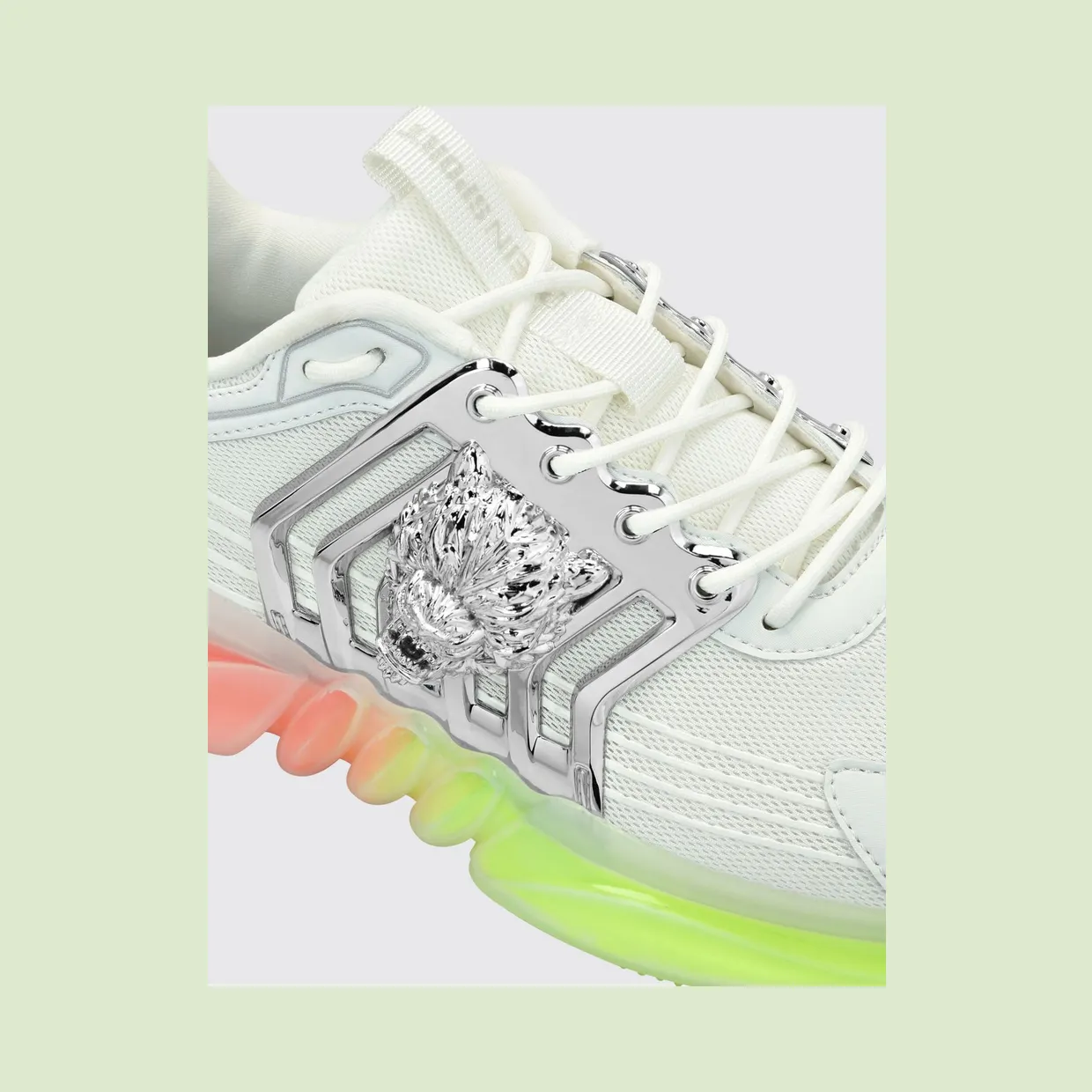 Plein Sport Runner Tiger Low-Top Mesh Sneakers with Chunky Sole White (AABSUSC0352STE003N01) (2)
