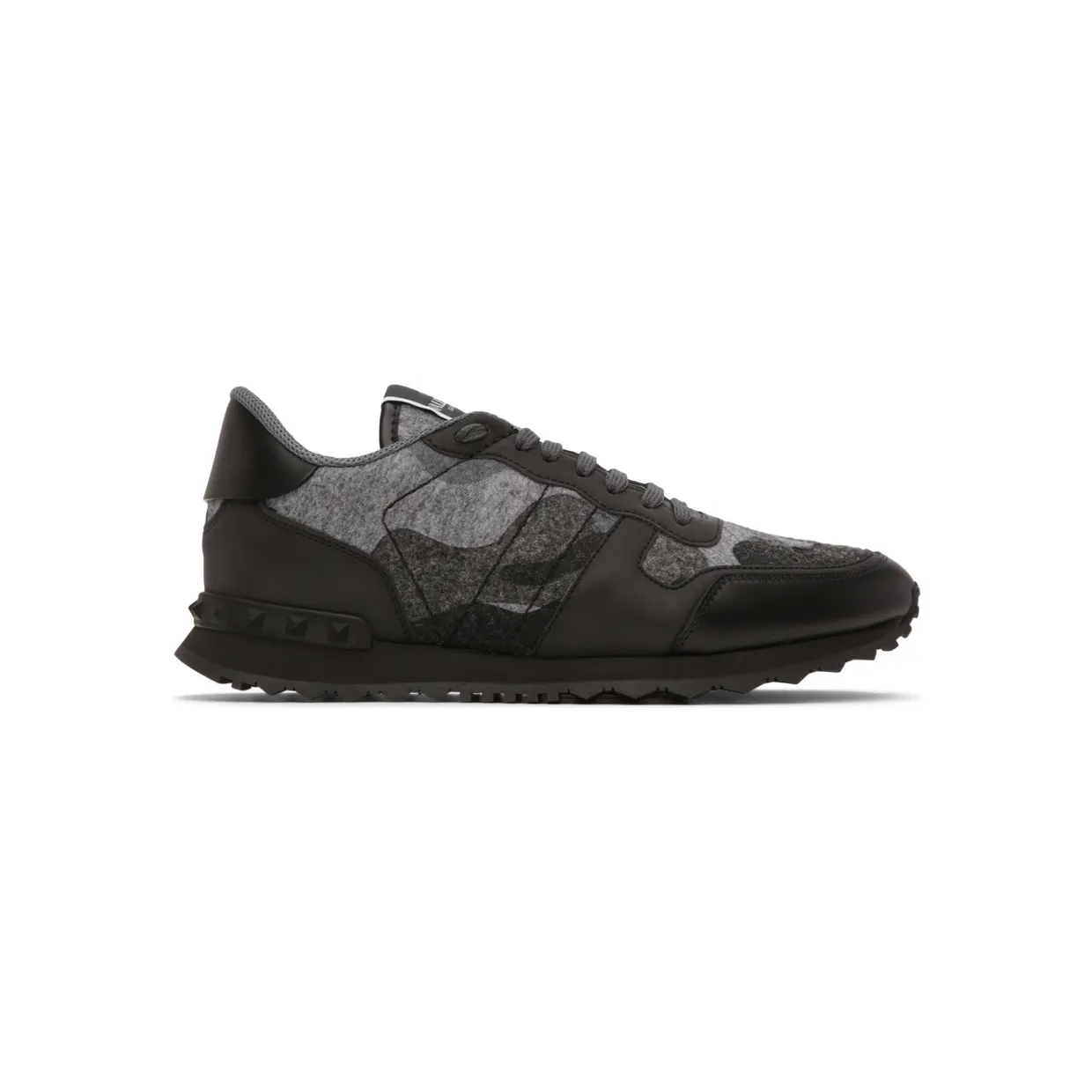Valentino Garavani Grey Felt Camouflage Rockrunner Sneakers (WY0S0723RVL)