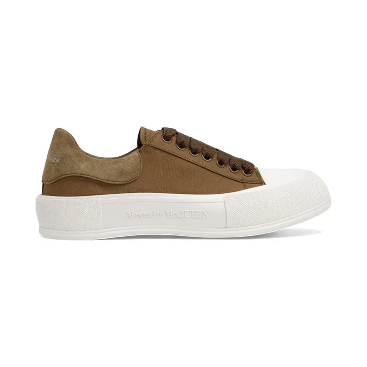 Alexander McQueen Deck Skate Plimsoll Lace-Up Khaki (654594 W4PQ1 3227)