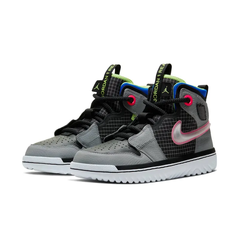 Jordan 1 High React Black Particle Grey Black/Particle Grey-Racer Blue-Ghost Green (AR5321-002)