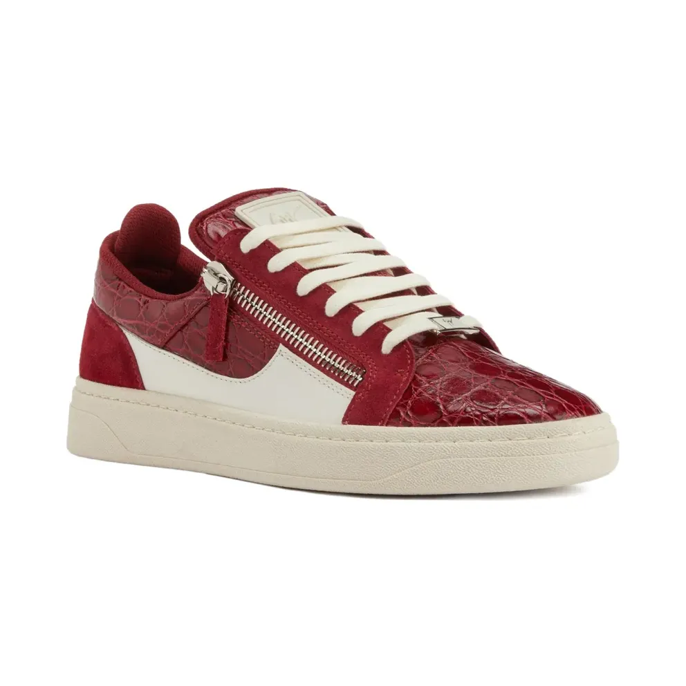 Giuseppe Zanotti Frankie sneakers met krokodillen-reliëf – Rood (RU50021001)
