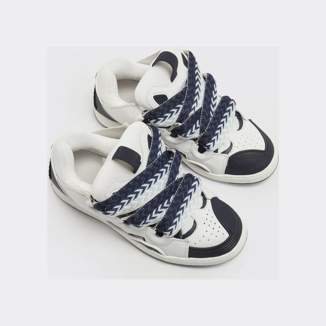 Lanvin Curb Leather and Mesh Sneakers White (N30357CN68)
