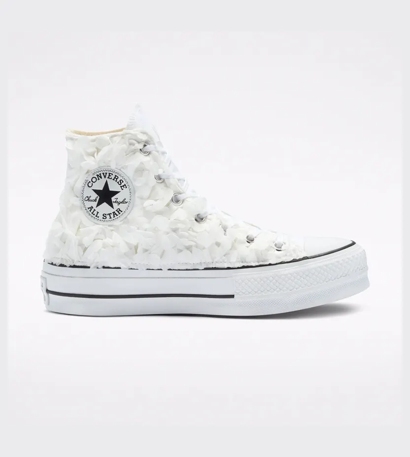 Converse Chuck Taylor All Star Lift Platform Faux Flower Petals White Tulle (A02107C)