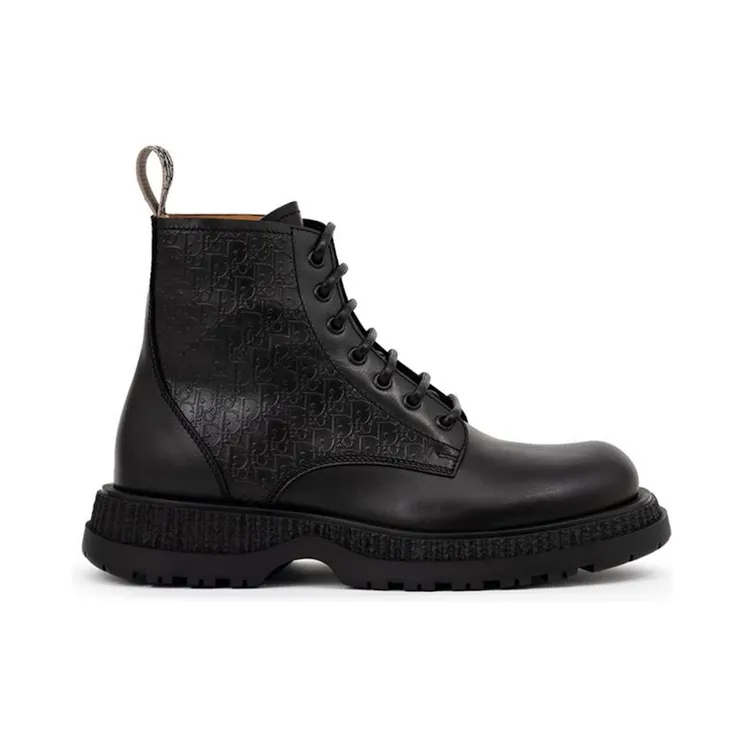 Dior Buffalo Lace Up Ankle Boots Dior Oblique Debossed Black (3BO342ZXK H900)
