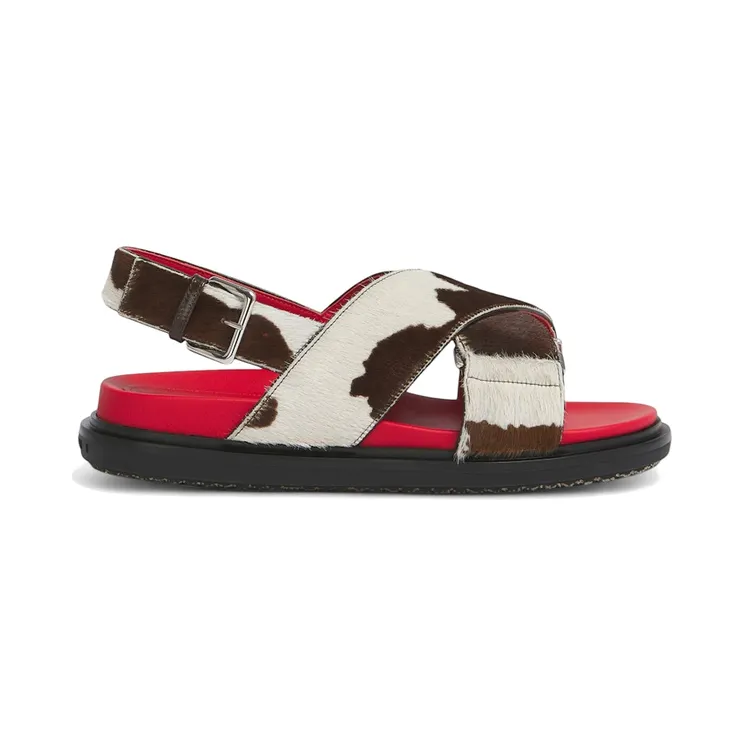 Marni Fussbett Criscross Sandal Lily White Brown (FBMS015701 P9283 ZP216)