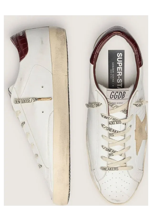 Golden Goose Super-Star With Sand Suede Star And Red Croc-Print Leather Heel Tab (GMF00101.F006611.10531) (3)