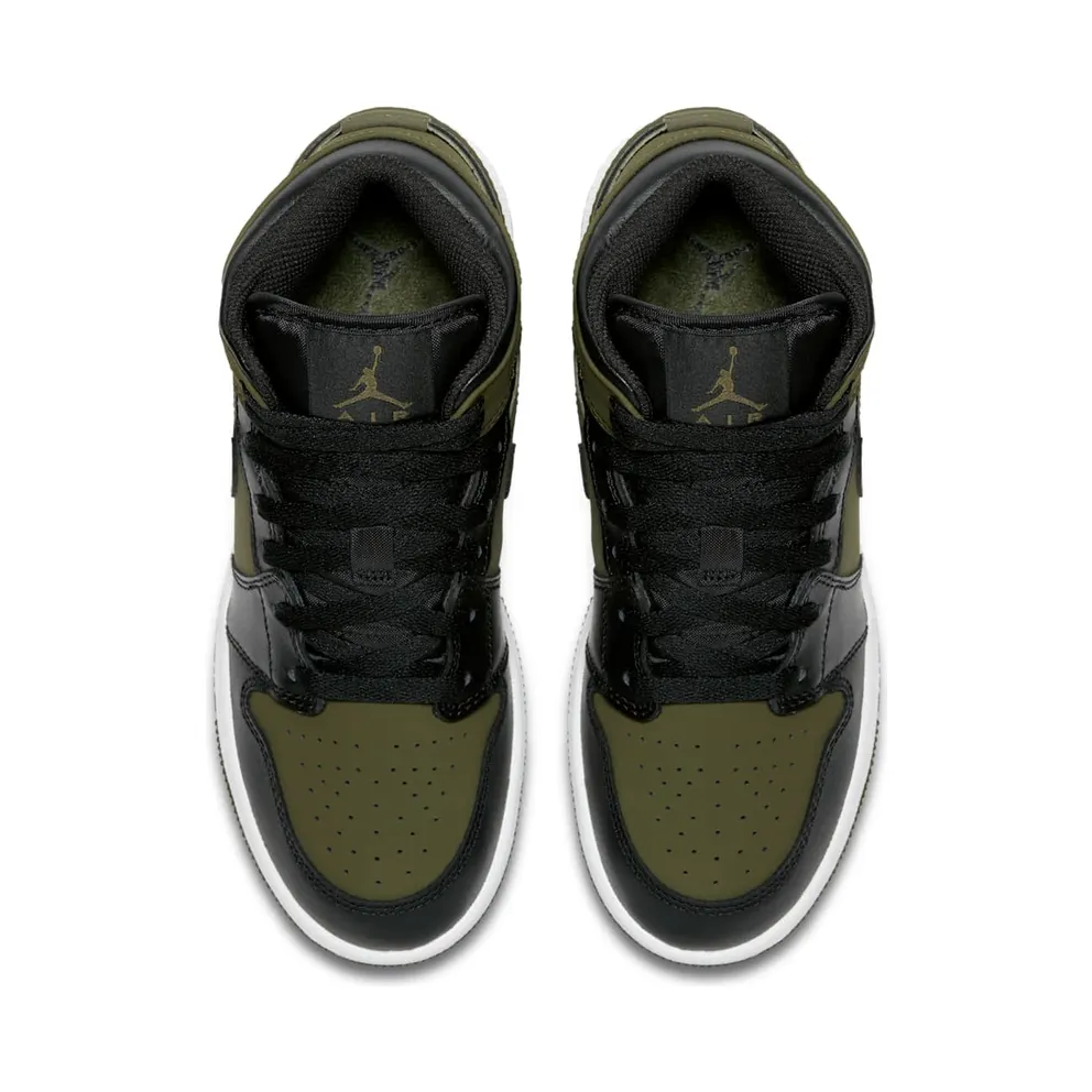 Jordan 1 Mid Olive Canvas Black (GS) Olive Canvas/Black-White (554725-301)