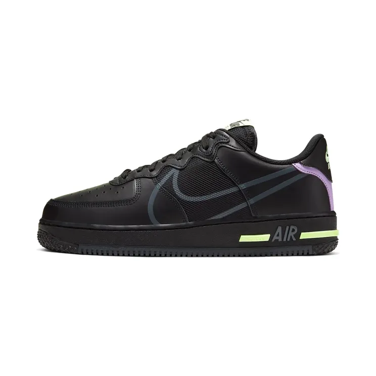 Nike Air Force 1 React “Black / Violet Star / Barely Volt / Anthracite” (CD4366-001)