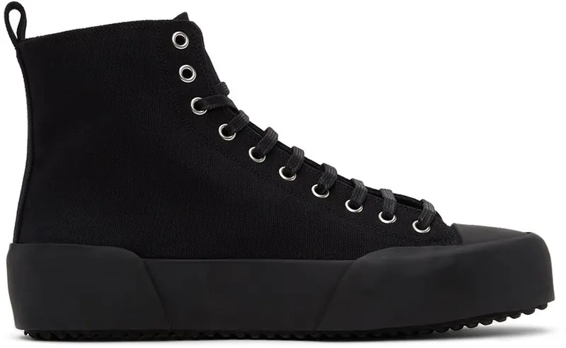 Jil Sander Black Canvas High-Top Sneakers (JI35546B_14350)