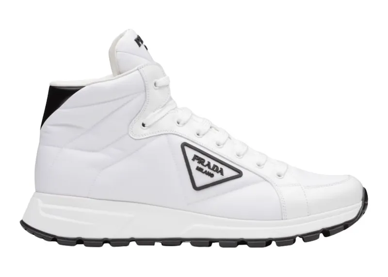 Prada PRAX 01 High Top Re-Nylon and Brushed Leather White Black (4T3592_3LF5_F0964)