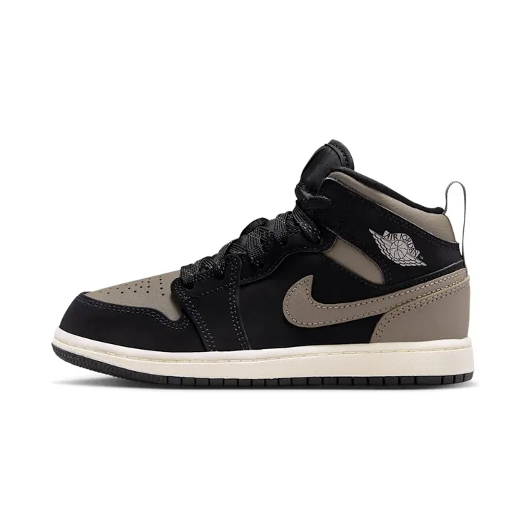 Air Jordan 1 Mid SE PS “Black / Light Wild Mango / Muslin / Olive Grey” (IB7052-002)