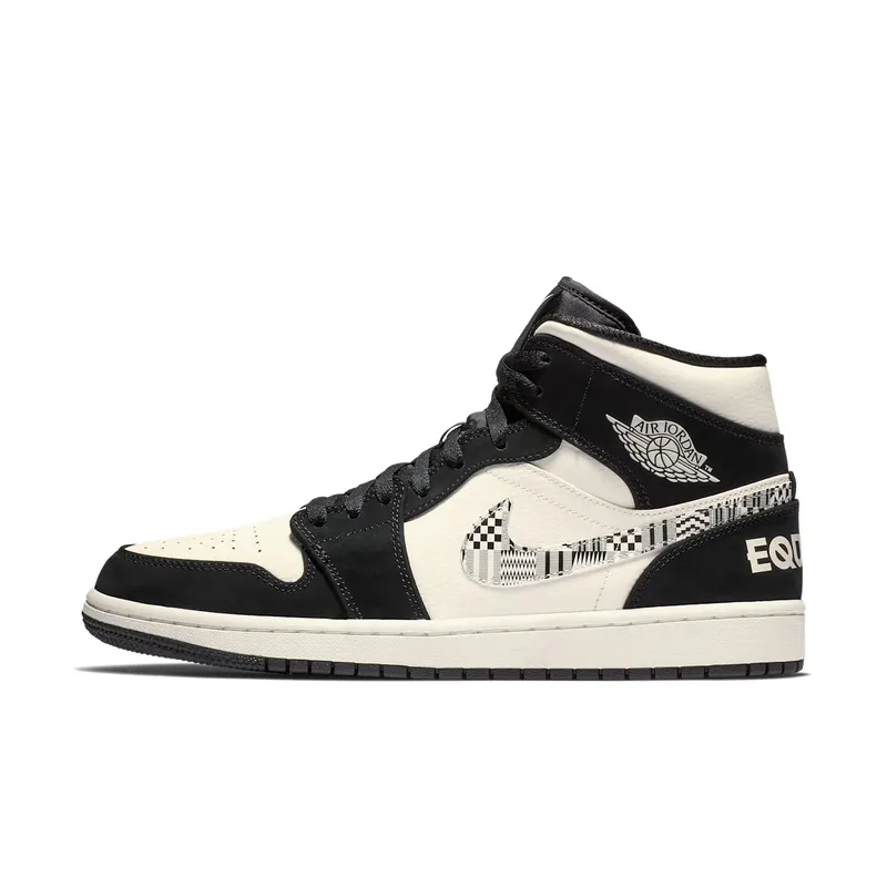 Jordan 1 Mid Equality (2019) Black/Black-Sail-Wolf Grey (852542-010)