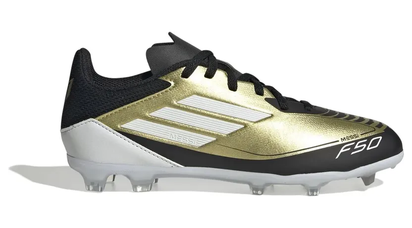 adidas F50 League Firm/Multi-Ground Messi Gold Metallic Cloud White Core Black (IF6919)