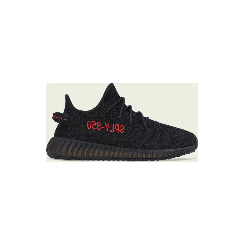 adidas Yeezy Boost 350 V2 Black Red (Kids) Black/Black/Red (GZ8655)