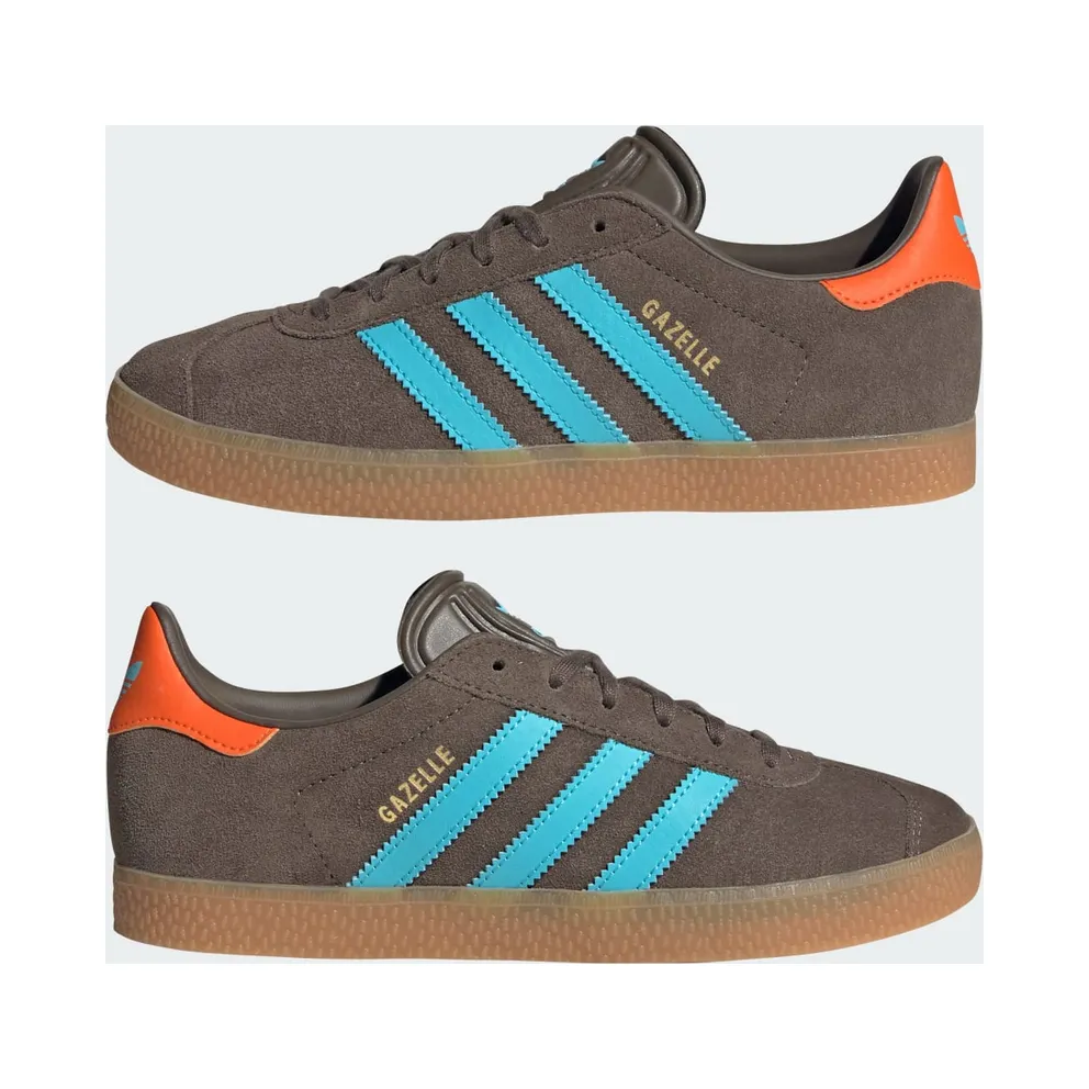 adidas Gazelle Brown Blue Glow Impact Orange (JR5942)