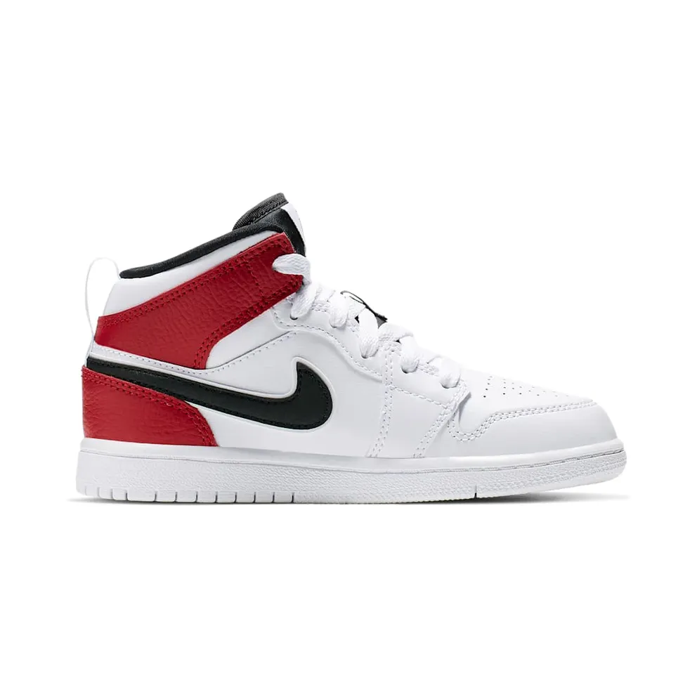 Jordan 1 Mid White Black Gym Red (PS) White/Black-Gym Red (640734-116)