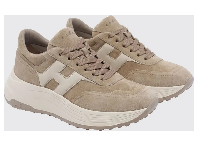 Hogan H669 Sneakers in Calfskin and Suede with Chunky Sole Beige (HXW6690FR30U5W0RZL)