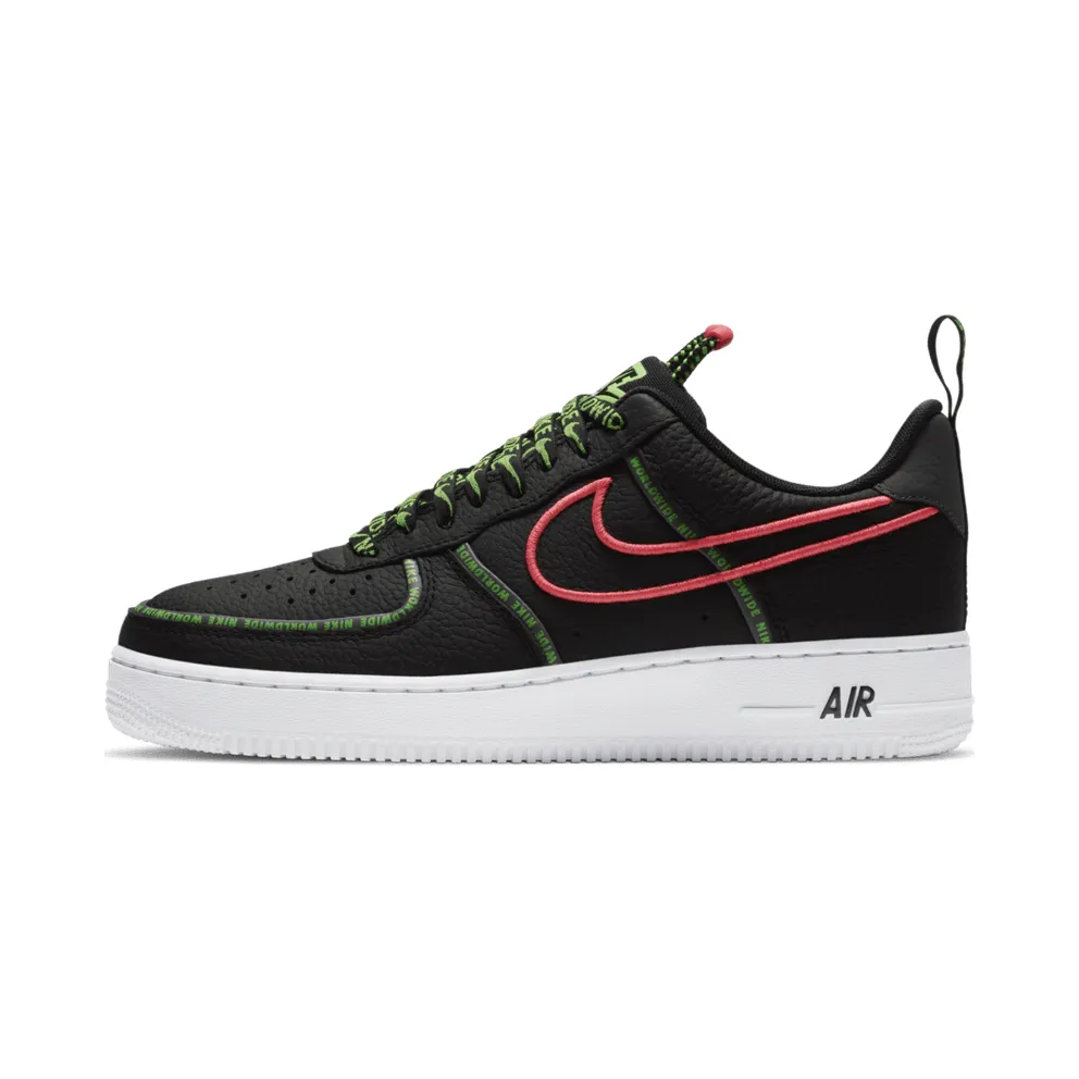 Nike Air Force 1 ’07 Worldwide Black/Flash Crimson/Green Strike (CK7213-001)