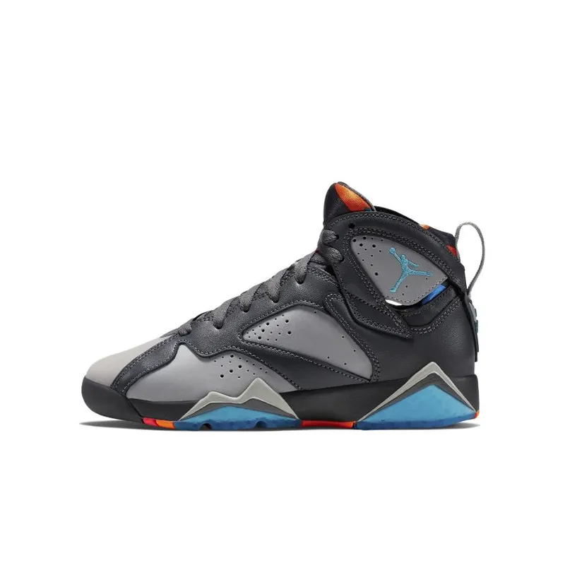 Jordan 7 Retro Barcelona Days (GS) Grey/Wolf Grey-Total Orange-Turquoise Blue (304774-016)