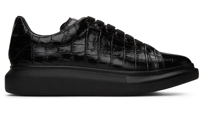 Alexander McQueen Black Croc Oversized Sneakers (553680WIAY0)