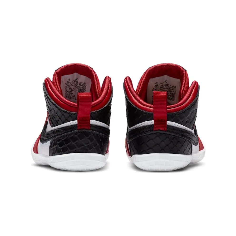 Jordan 1 Crib Bootie Satin Snake Chicago (I) Gym Red/White-Black (AT3745-601)