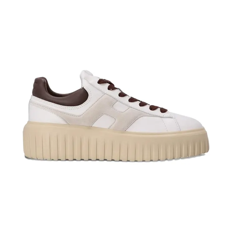 Hogan H-Stripes leren met plateauzool “White” (HXW6450FE9LUIT)