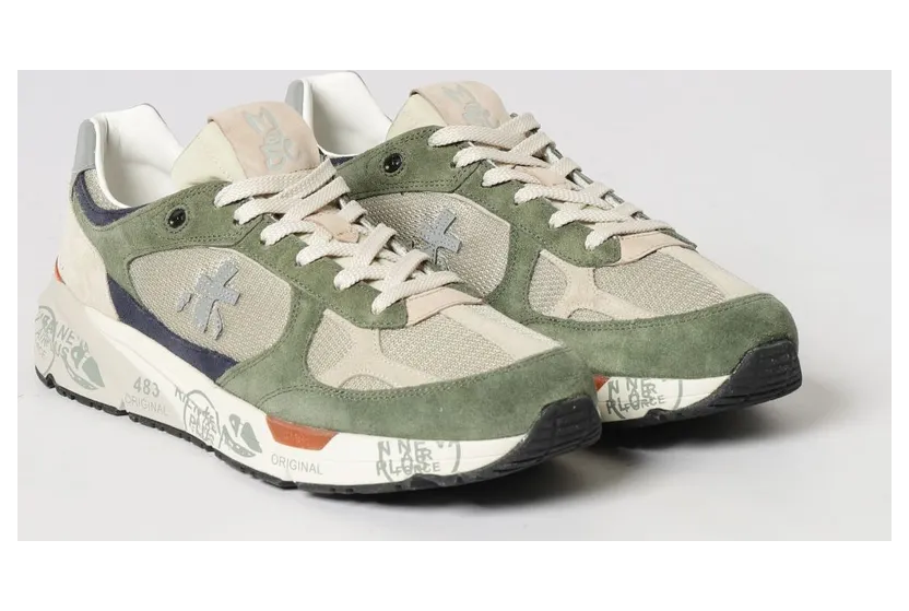 Premiata Mase Suede and Canvas Sneakers Military (MASE258015)