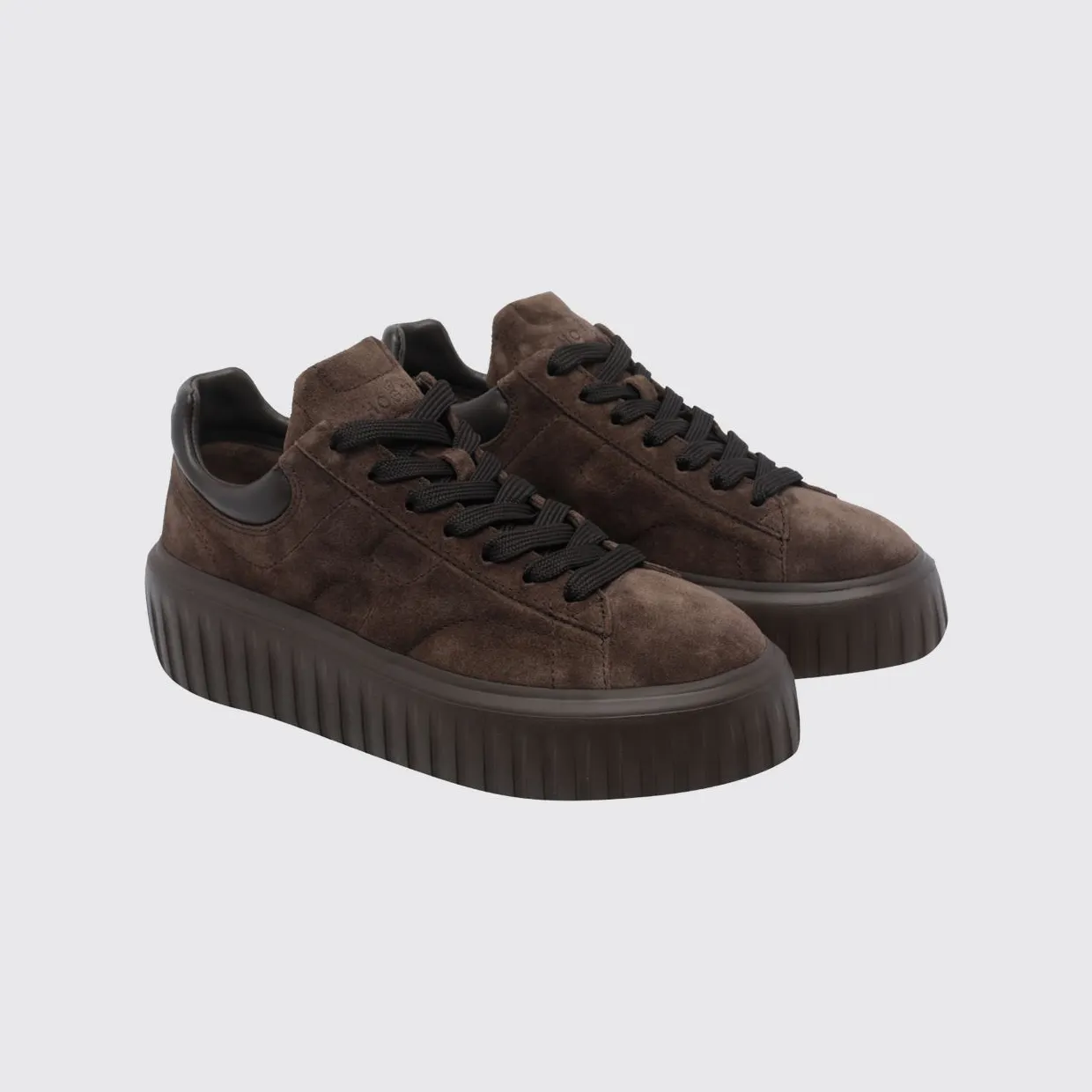 Hogan H-Stripes Suede Platform Sneakers Brown (HXW6450FC6TPJQ0UV2)