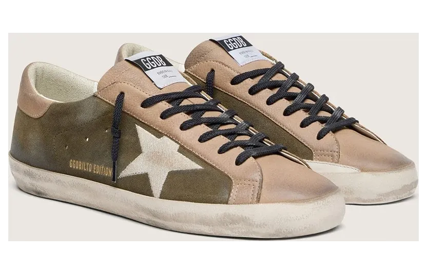 Golden Goose Men’S Super-Star Ltd In Olive-Green Suede With Cream Embroidered Star (GMF01112.F008587.35999) (2)