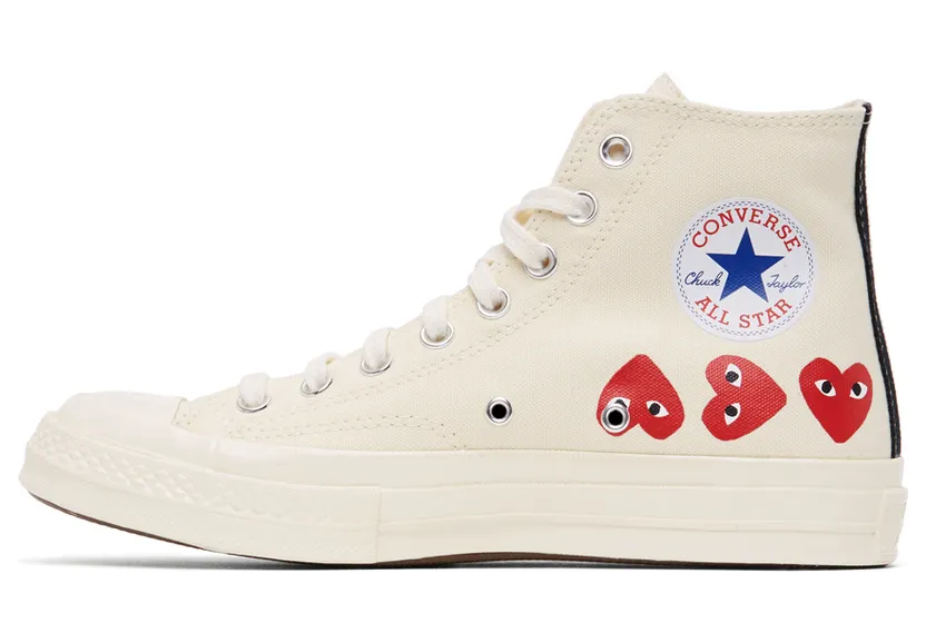 Comme des Garçons Play Khaki Converse Edition Multiple Hearts Chuck 70 High Sneakers (K116) (3)