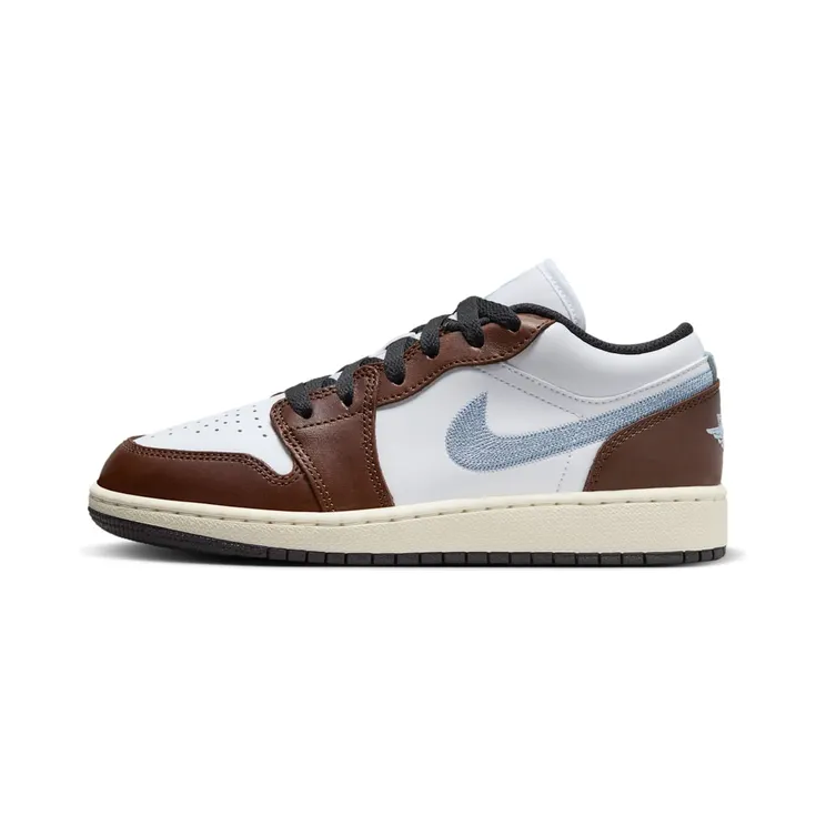 Air Jordan 1 Low GS Brown “White / Black / Sail / Blue Grey” (FQ8156-142)