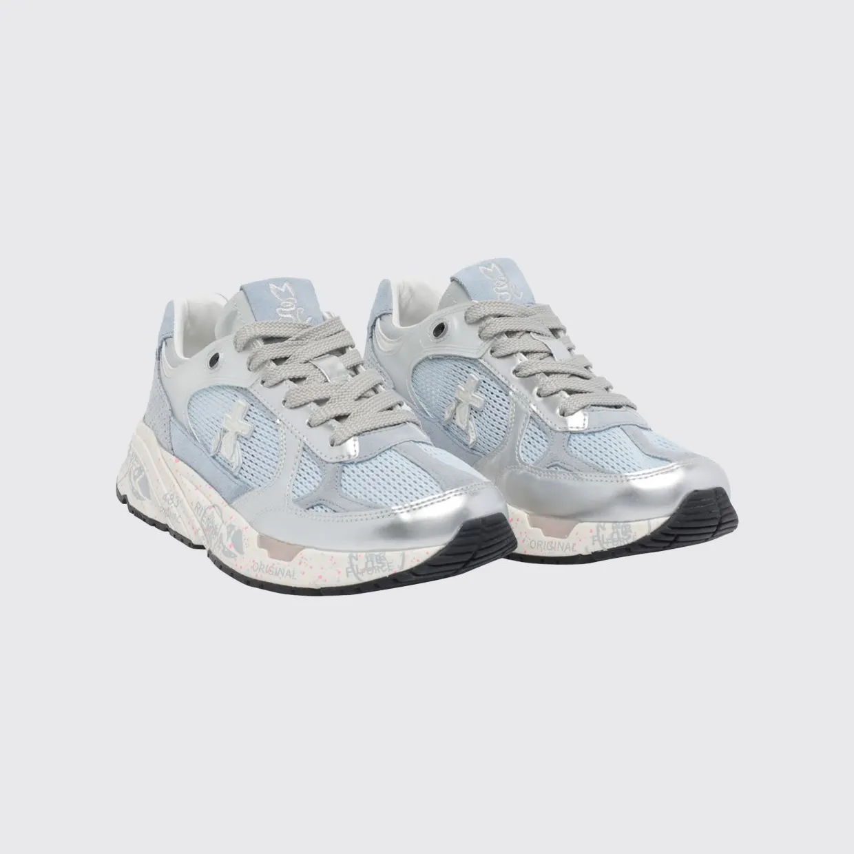 Premiata Mased Laminated Leather and Nylon Sneakers Blue (MASED8205)