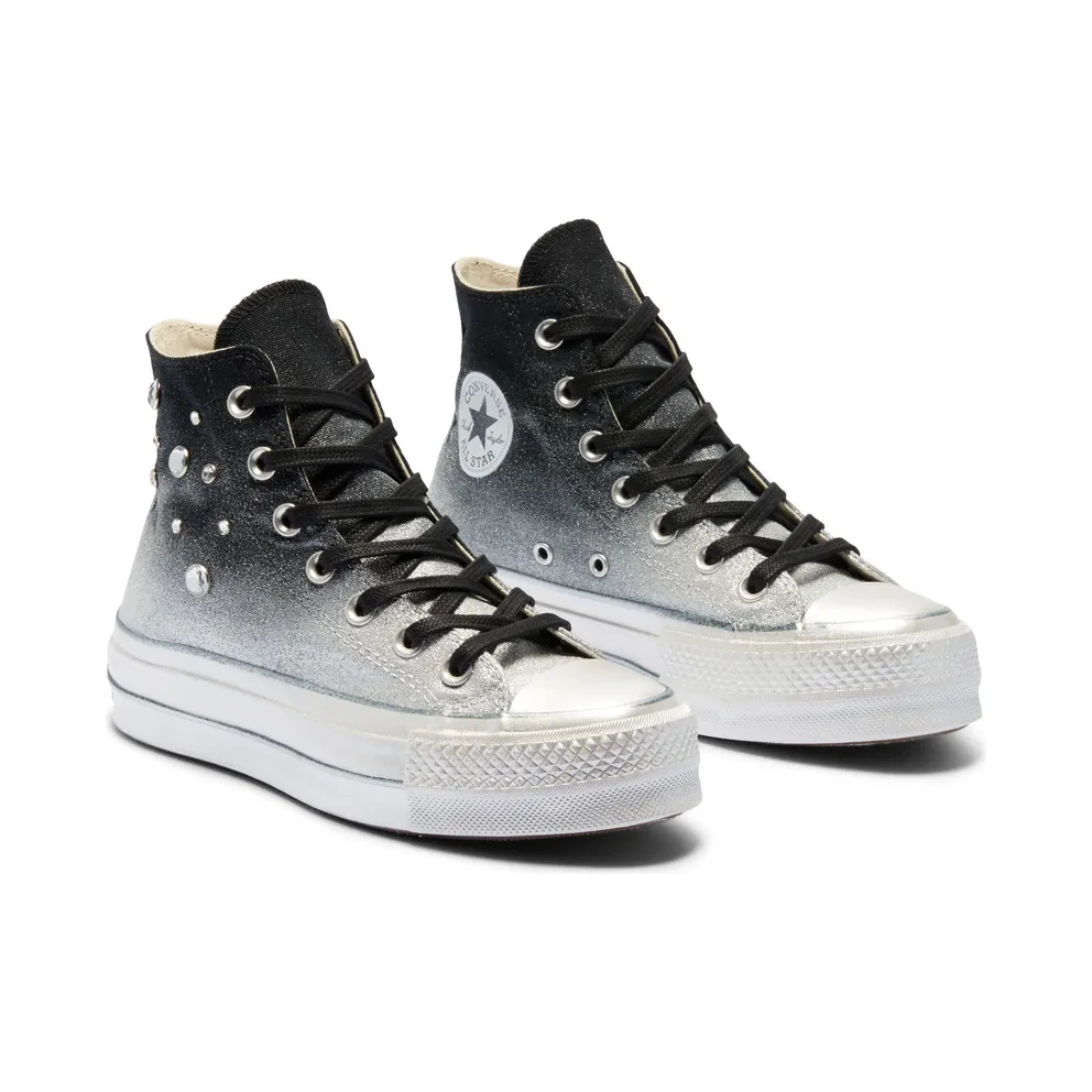 Converse Chuck Taylor All Star Lift High Top Black Silver Stud (569128C)