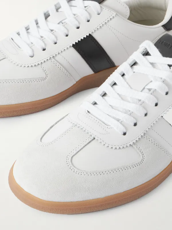 Tom Ford Archer Suede-Trimmed Leather Sneakers White (J1558-LCL457N) (5)