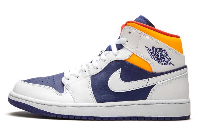 Air Jordan 1 Mid ‘White Deep Royal Blue’ White/Deep Royal Blue/Track Red/Laser Orange (554724-131)