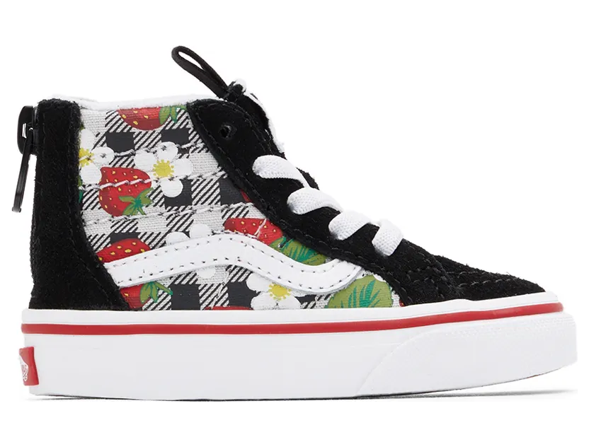 Vans Baby Black Strawberry Gingham Sk8-Hi Zip Sneakers (VN000XG5ARU1)