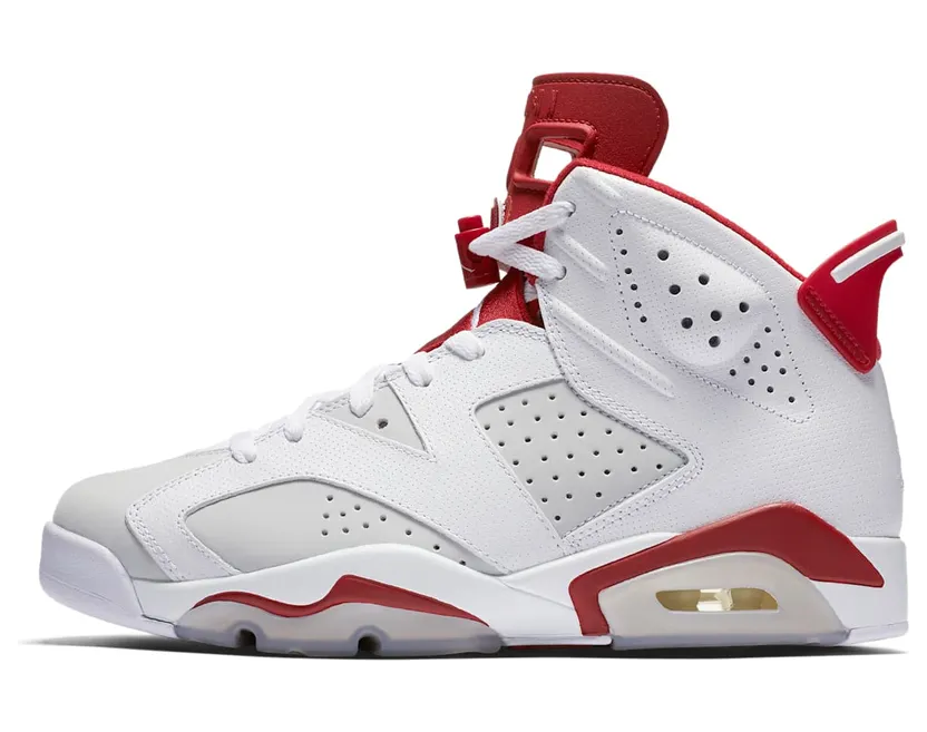 Air Jordan 6 Retro Alternate “White / Pure Platinum / Gym Red” (384664-113)