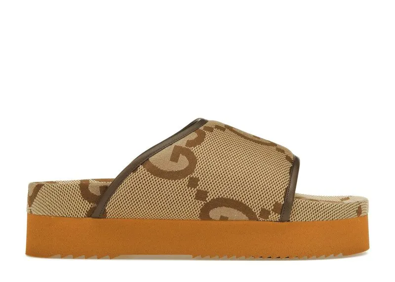Gucci Jumbo GG Platform Slide Camel Ebony Monogram (700301-UKM60-2593)