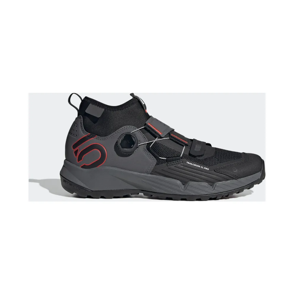 Adidas 5.10 TRAILCROSS PRO CLIP-IN MOUNTAIN BIKING SHOES Grey Five / Core Black / Red (HP9935)
