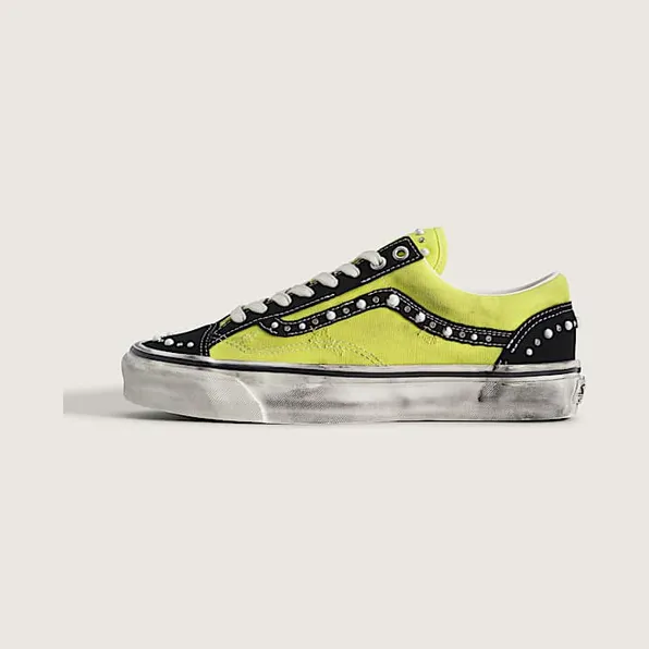 Vans Old Skool 36 Pearlized “Lime”: parels op zwart, limegeel eromheen