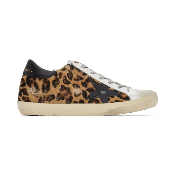 Golden Goose White & Brown Pony Hair Super-Star Classic Sneakers (GWF00101.F000565.80189)