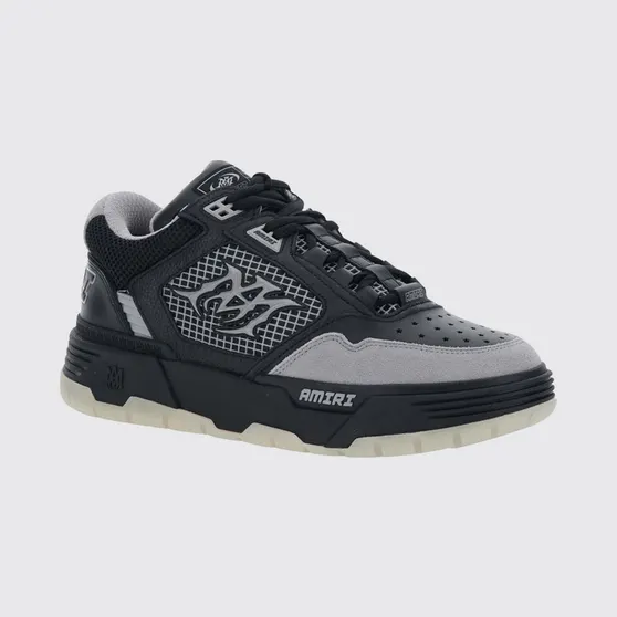 Amiri MA-94 Leather and Mesh Sneakers with Monogram and Suede Details Black (AMSNSN1088070)