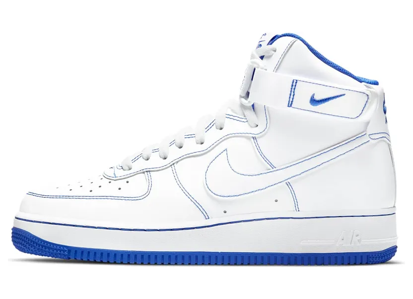 Nike Air Force 1 High White Royal Blue Contrast Stitch (CV1753-101)