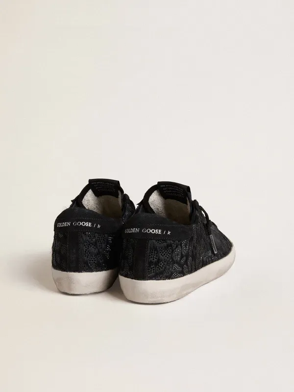 Golden Goose Super-Star In Black Pony Skin With Black Swarovski Crystals And Black Suede Star (GWF00101.F007847.90100) (4)