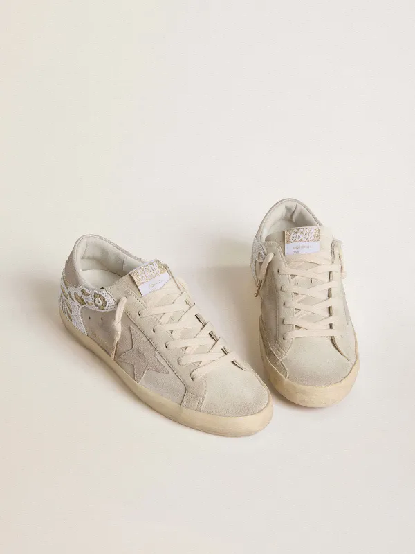 Golden Goose Super-Star In Beige Suede With Bead Embroidery And Laminated Suede Star (GWF00103.F008008.15767) (2)