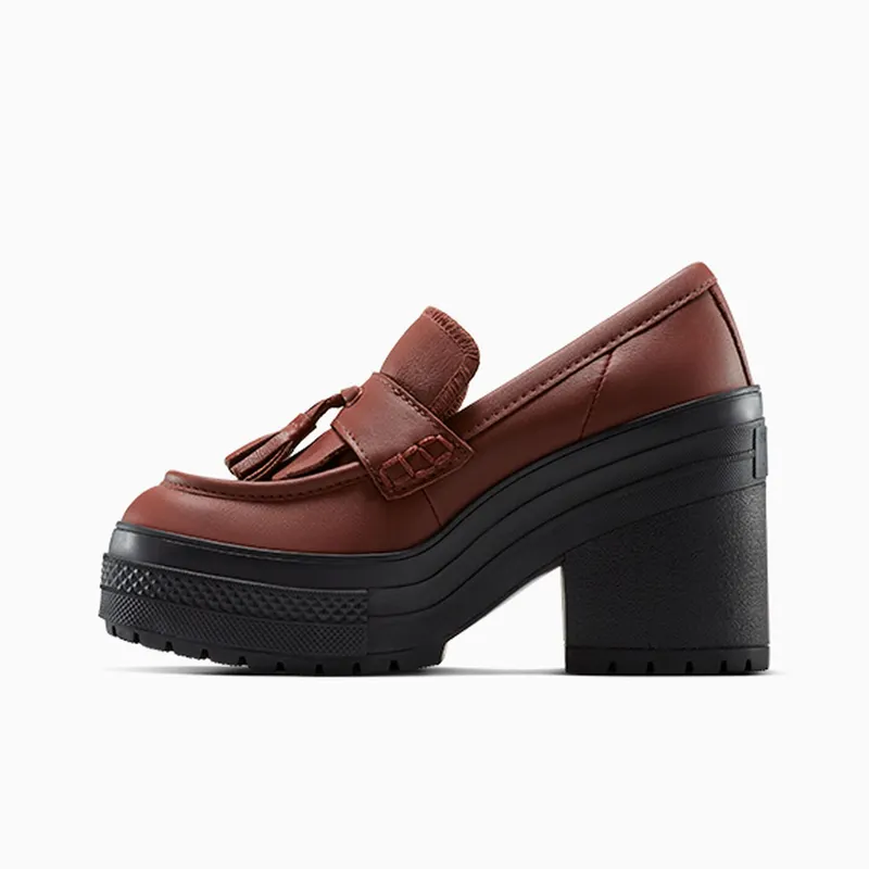 Converse Chuck 70 De Luxe Heel Loafer Platform Leather Dark Roast/Dark Roast/Black (A14715C)