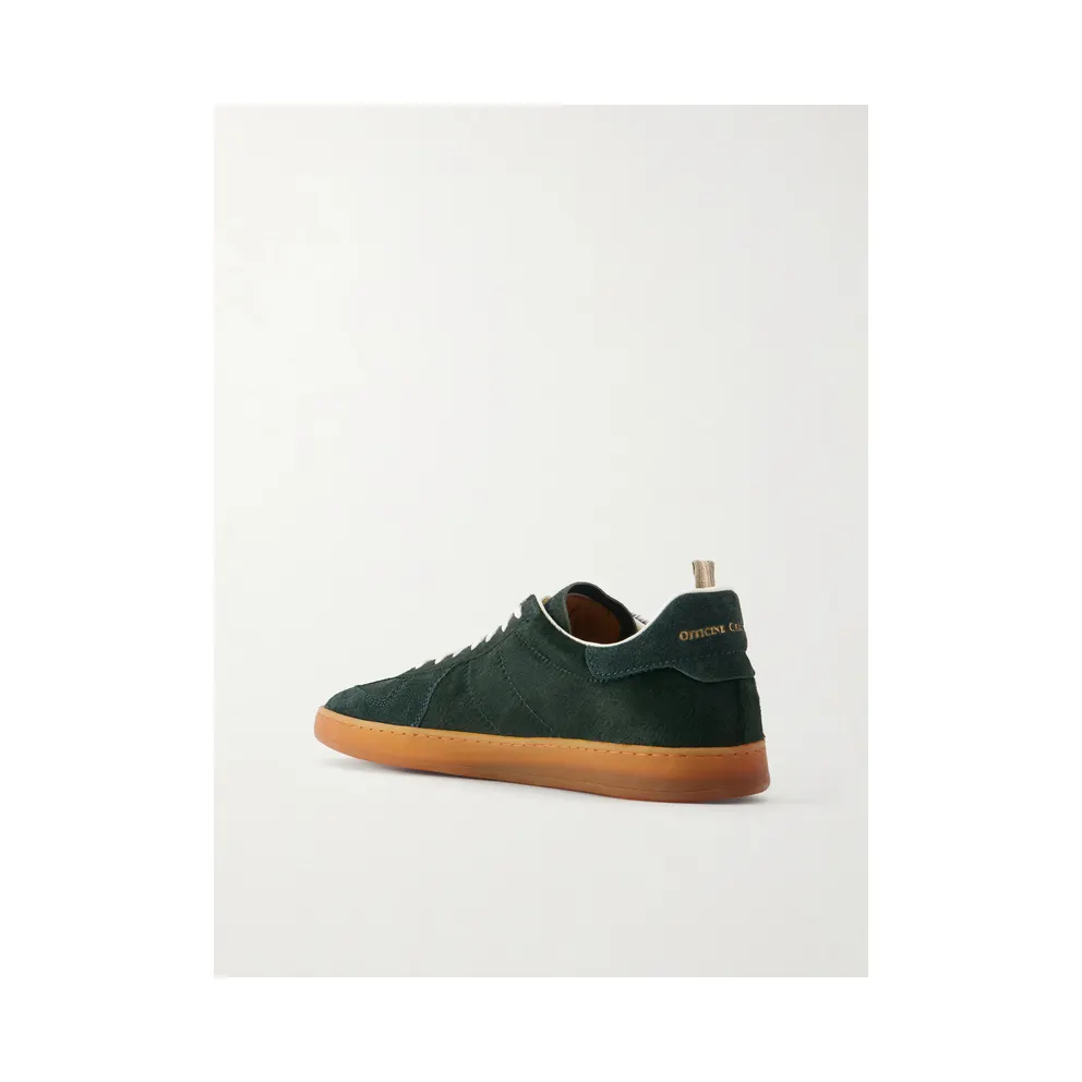 Officine Creative Militia 002 Suede-Trimmed Calf Hair Snakers Dark green (OCUMILI002-LC226)